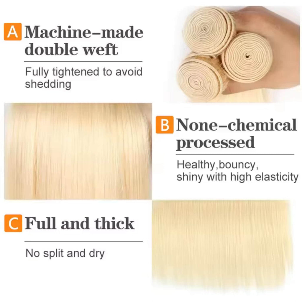 Ms. Luxury 10-30 Inch #613 Blonde Straight Remy Human Hair Bundles