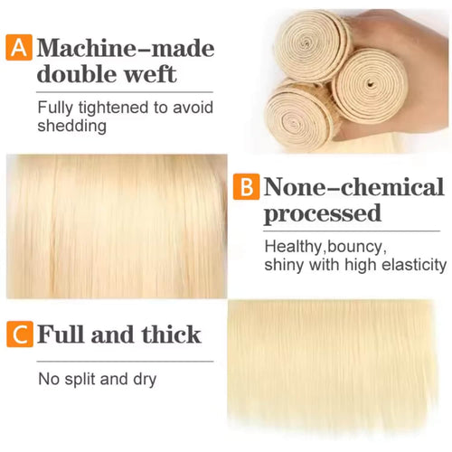 Ms. Luxury 10-30 Inch #613 Blonde Straight Remy Human Hair Bundles