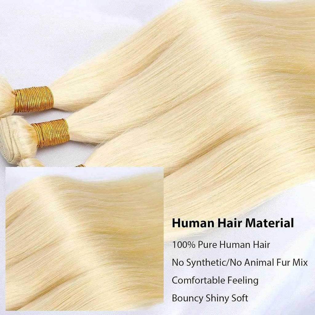 Ms. Luxury 10-30 Inch #613 Blonde Straight Remy Human Hair Bundles