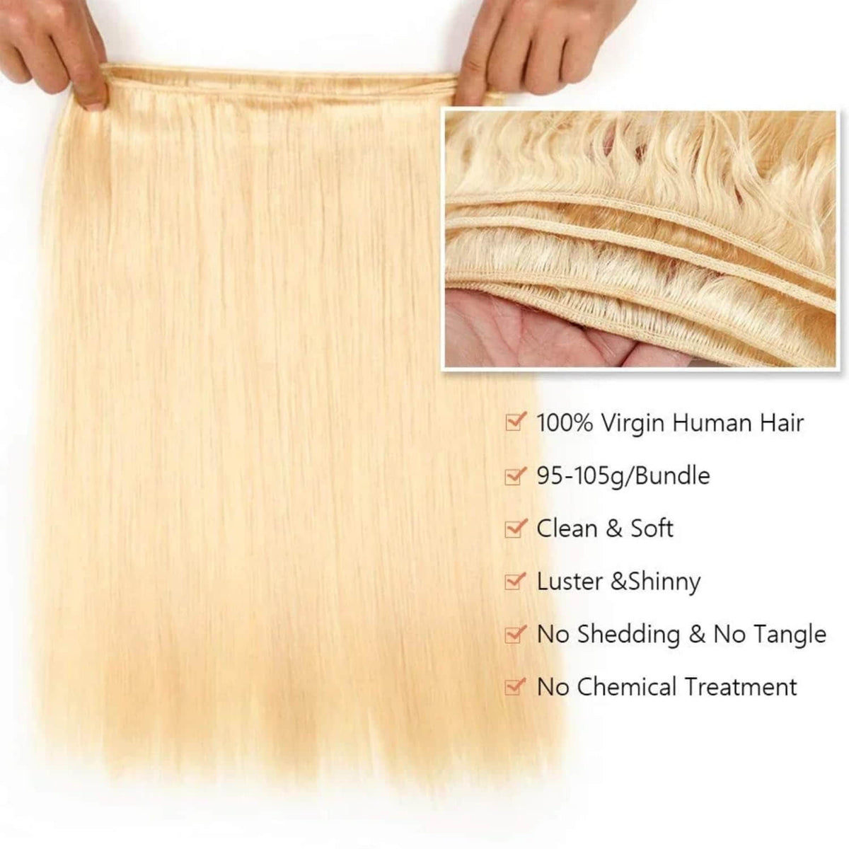 Ms. Luxury 10-30 Inch #613 Blonde Straight Remy Human Hair Bundles