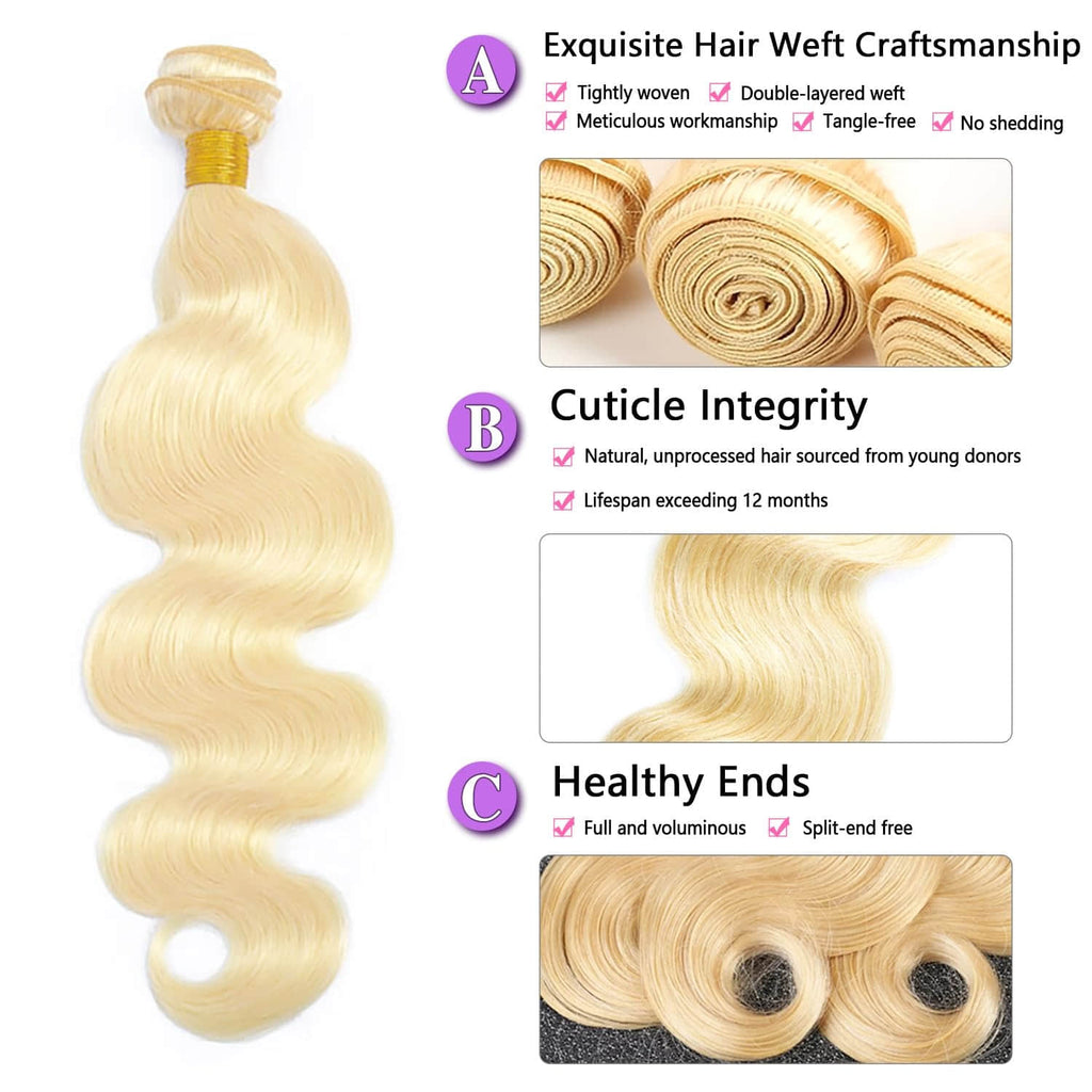 Ms. Luxury 10-30 Inch #613 Body Wave Blonde Remy Human Hair Bundles