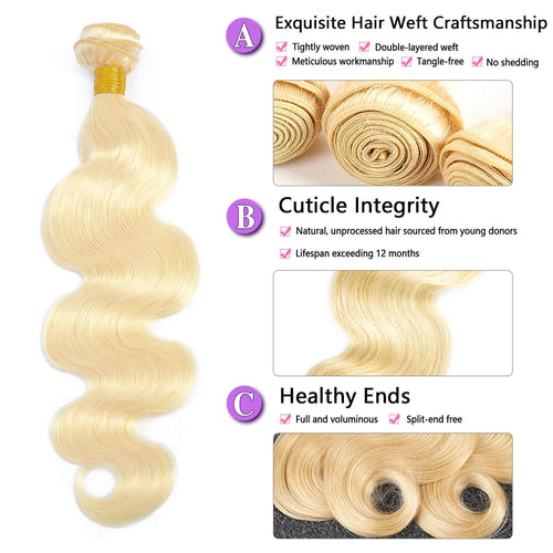 Ms. Luxury 10-30 Inch #613 Body Wave Blonde Remy Human Hair Bundles