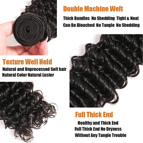 Ms. Luxury 10-30 Inch Deep Curly Brazilian Virgin Hair Bundles #1B