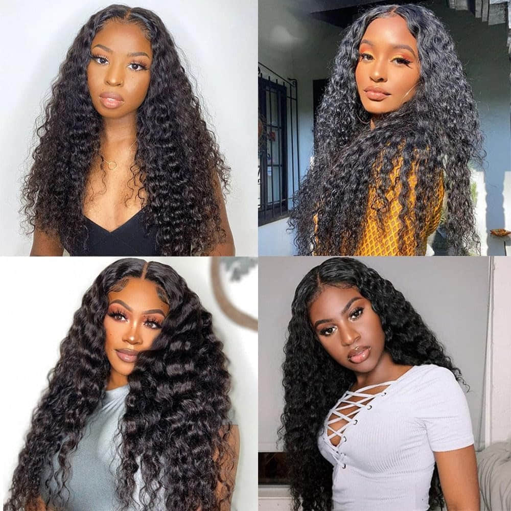 Ms. Luxury 10-30 Inch Deep Curly Brazilian Virgin Hair Bundles #1B