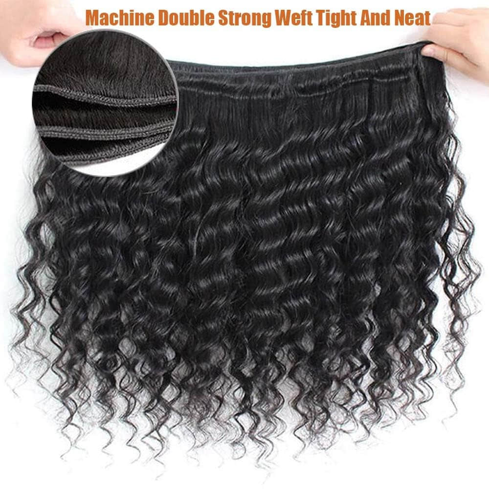 Ms. Luxury 10-30 Inch Deep Curly Brazilian Virgin Hair Bundles #1B