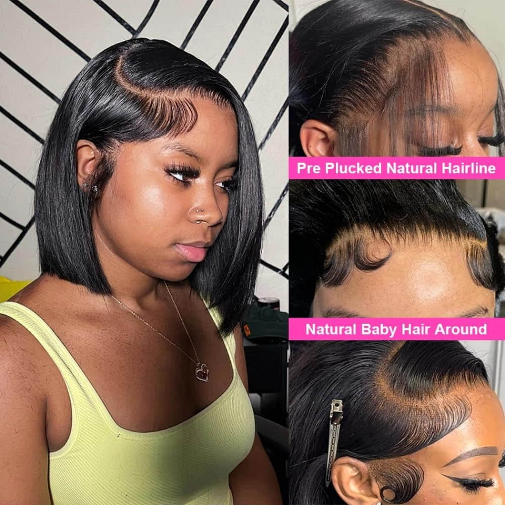 Ms. Luxury 13"x4" Bob Wig Transparent Lace Closure Wig #1B