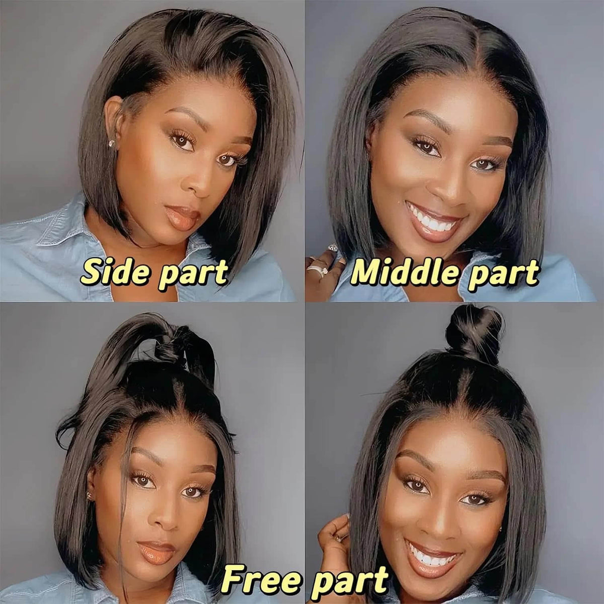Ms. Luxury 13"x4" Bob Wig Transparent Lace Closure Wig #1B