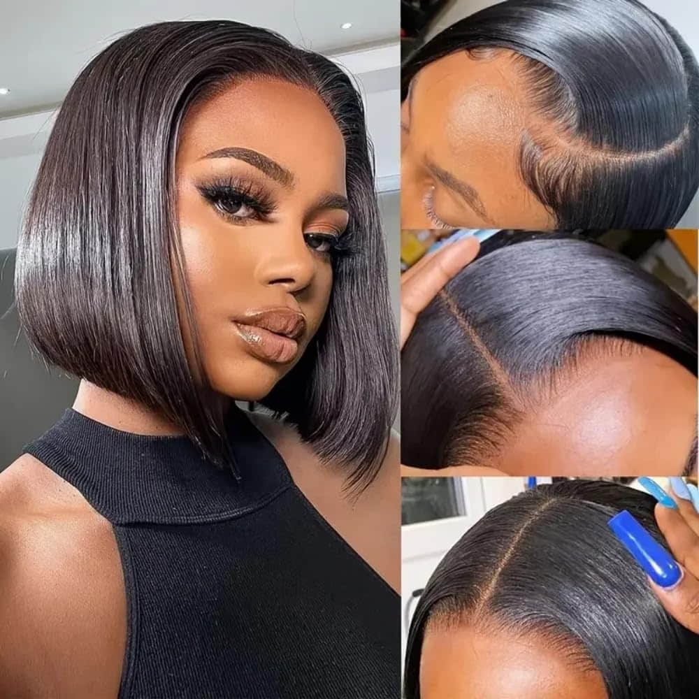 Ms. Luxury 13"x4" Bob Wig Transparent Lace Closure Wig #1B