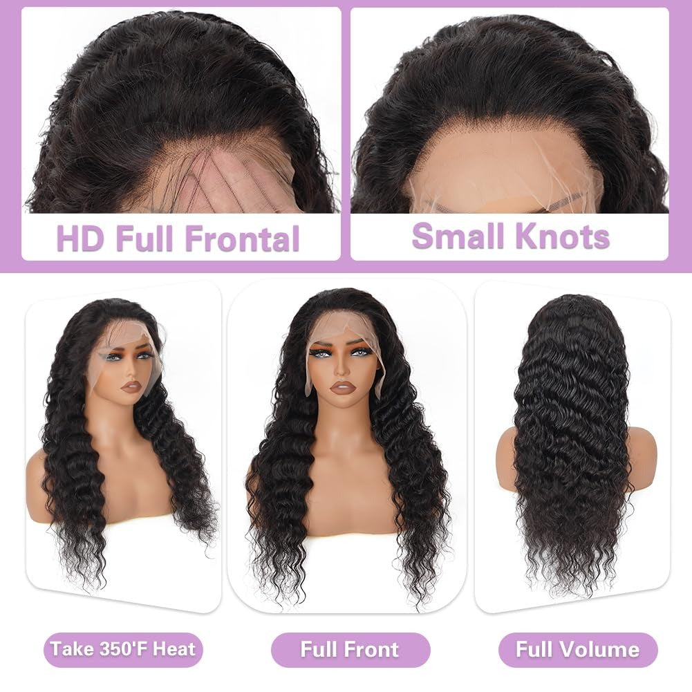 Ms. Luxury 13"x4" HD Lace Deep Wave Frontal Wig #1B