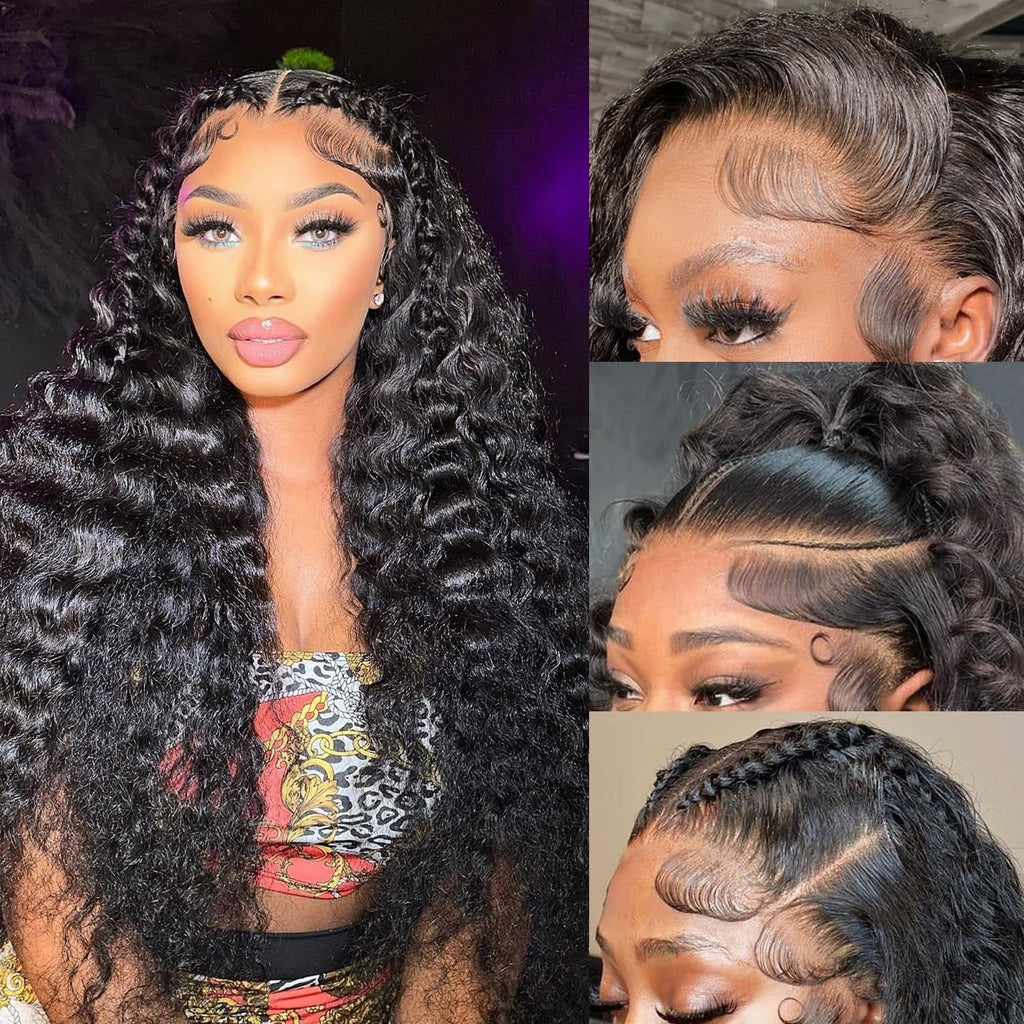 Ms. Luxury 13"x4" HD Lace Deep Wave Frontal Wig #1B
