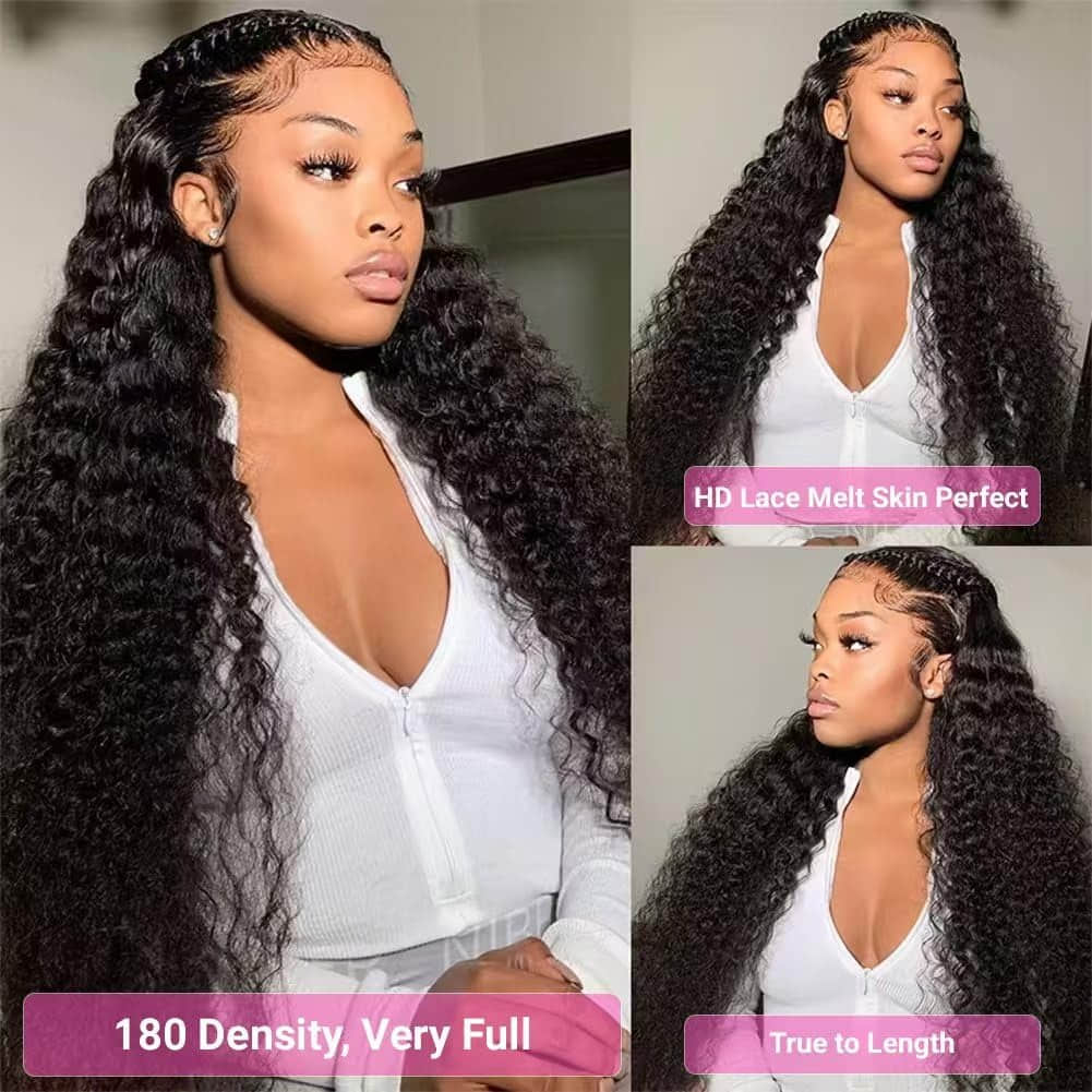 Ms. Luxury 13"x4" HD Lace Deep Wave Frontal Wig #1B
