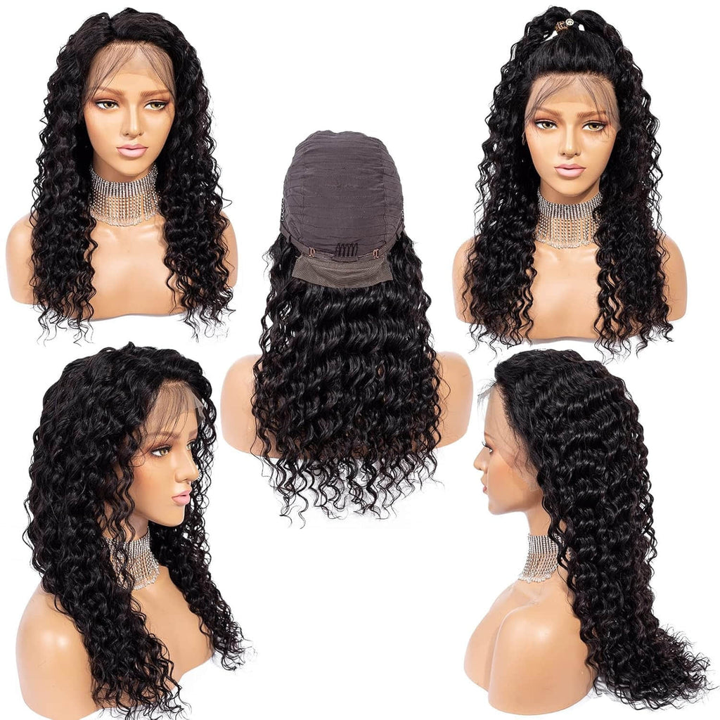 Ms. Luxury 13"x4" HD Lace Deep Wave Frontal Wig #1B
