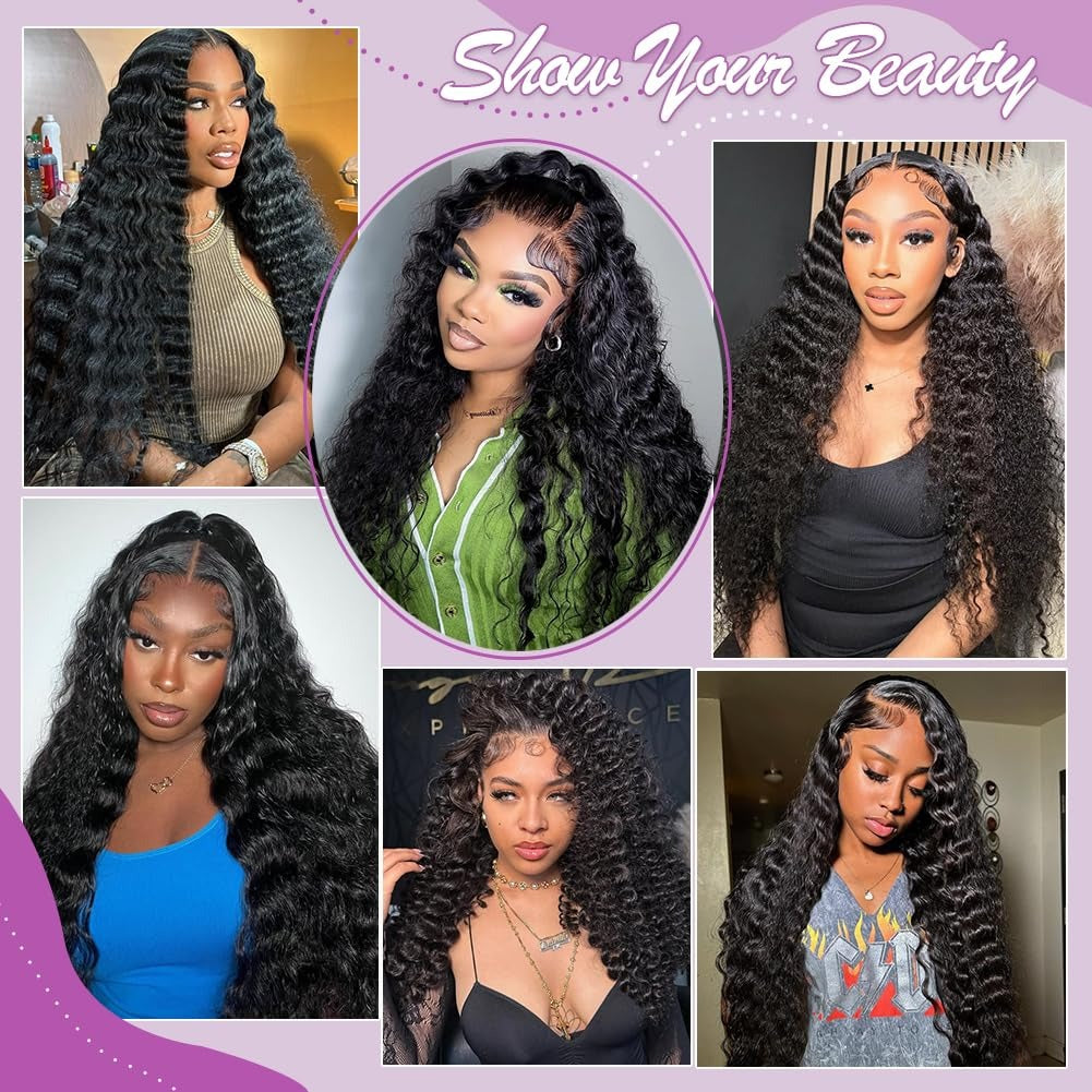 Ms. Luxury 13"x4" HD Lace Deep Wave Frontal Wig #1B