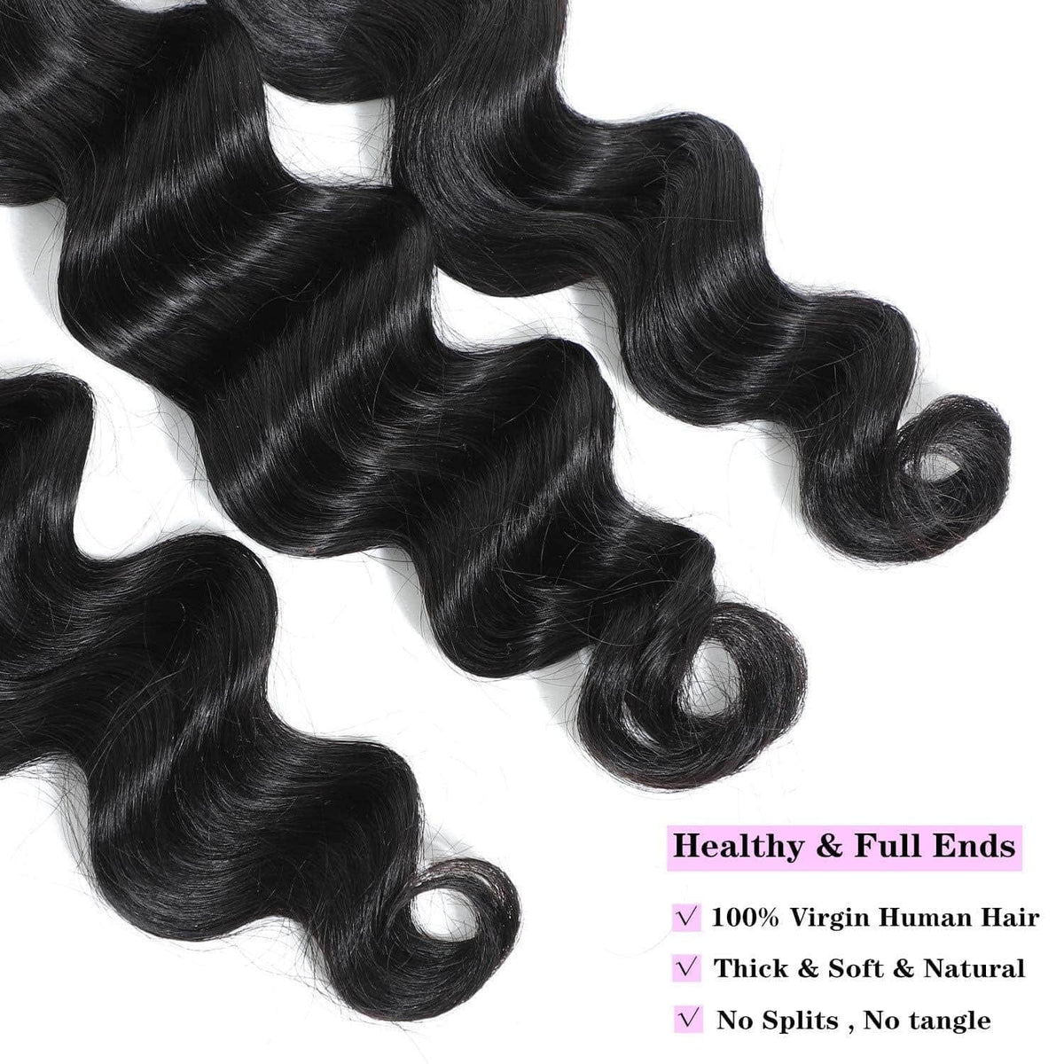Ms. Luxury 14-30 Inch Ocean Wave Brazilian Virgin Hair Bundles #1B