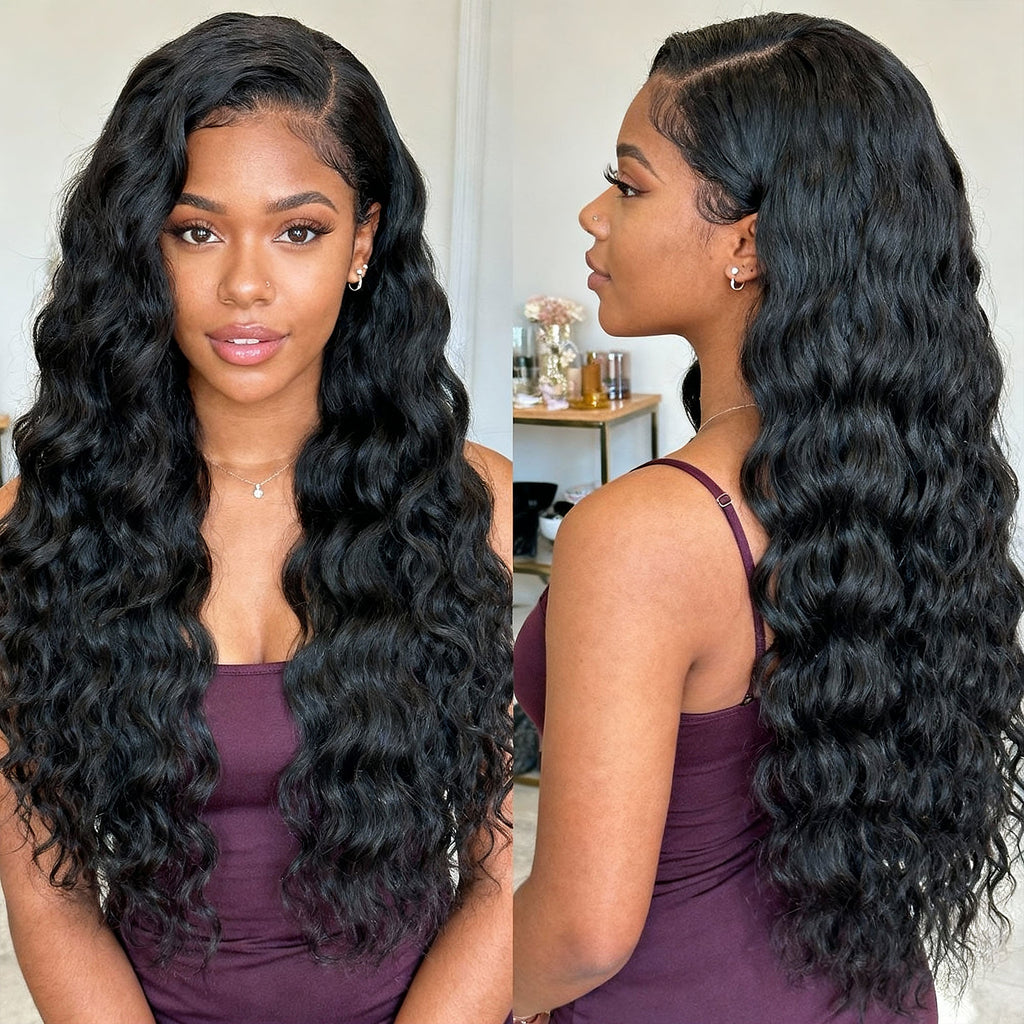 Ms. Luxury 14-30 Inch Ocean Wave Brazilian Virgin Hair Bundles #1B