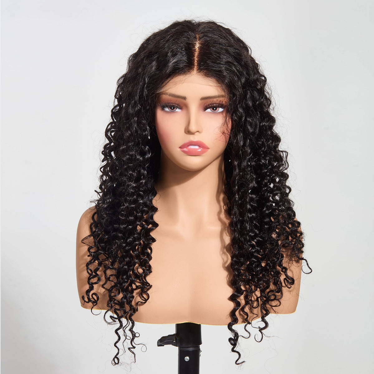 Ms. Luxury 5"x5" HD Glueless Lace Deep Wave 180% Closure Wig #1B