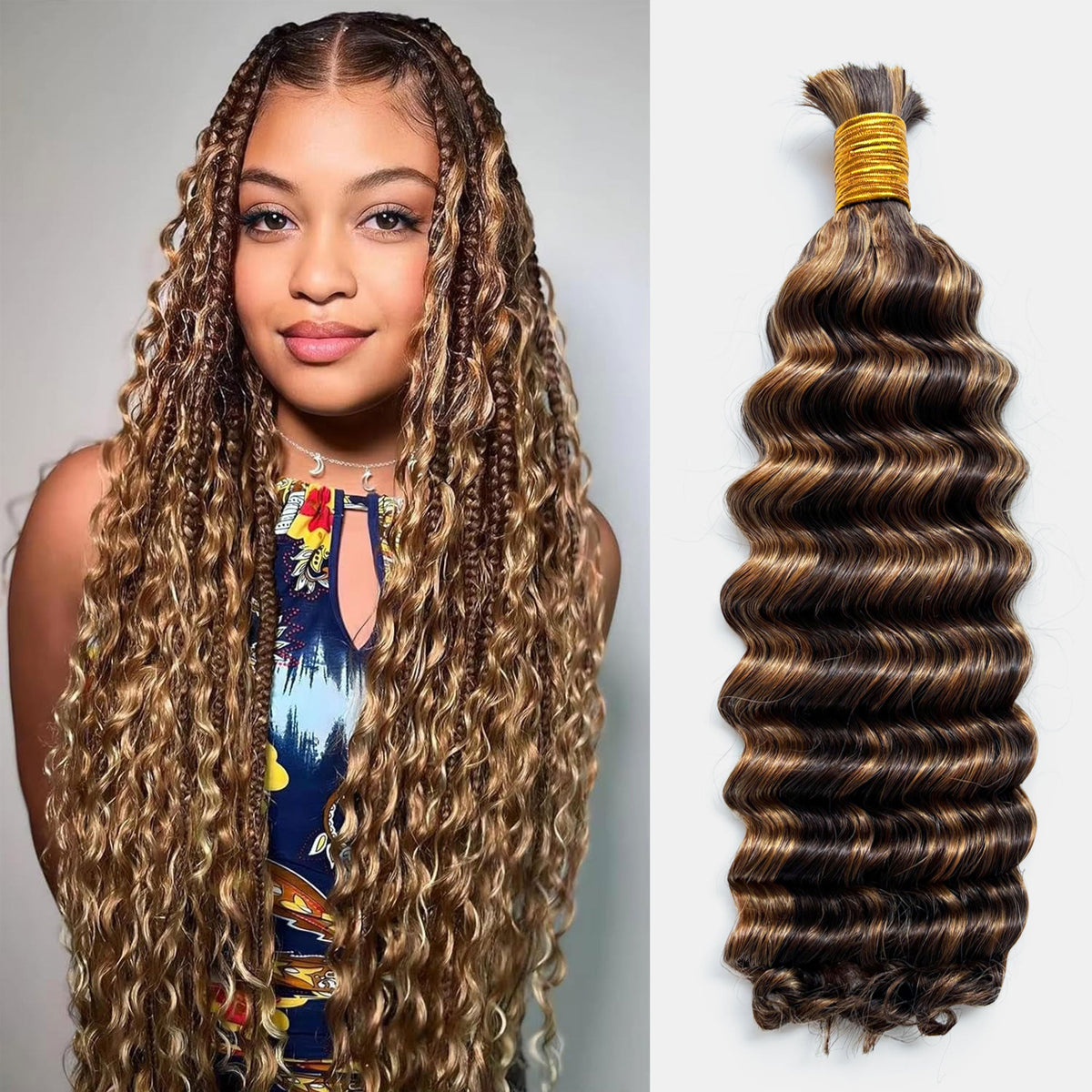Ms. Luxury Deep Wave Hair Bulk Hair for Braiding P4/27