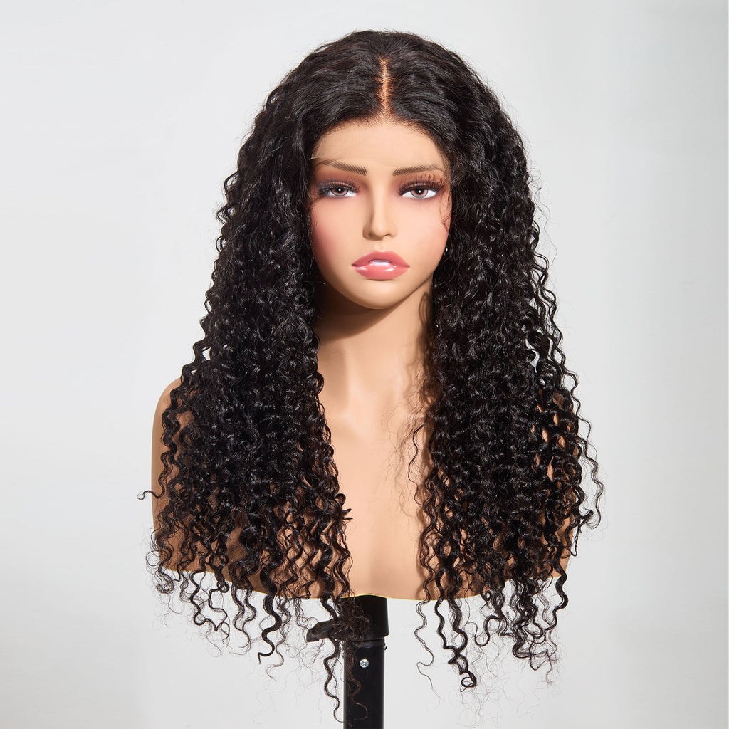 Ms. Luxury 5"x5" Water Wave Transparent Glueless Lace Closure Wig #1B