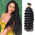Ms. Luxury 14-24 Inch Deep Wave Hair Bulk Hair for Braiding #1B