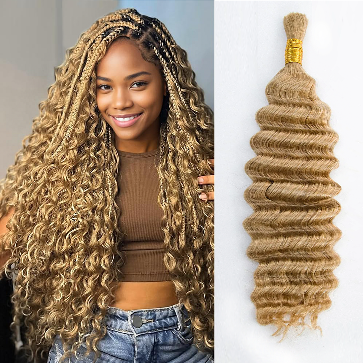 Ms. Luxury #27 Deep Wave Hair Bulk Hair for Braiding