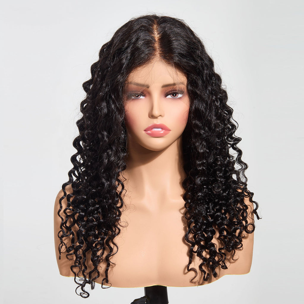 Ms. Luxury 13"x4" Deep Wave 150% Transparent Lace Frontal Wig #1B