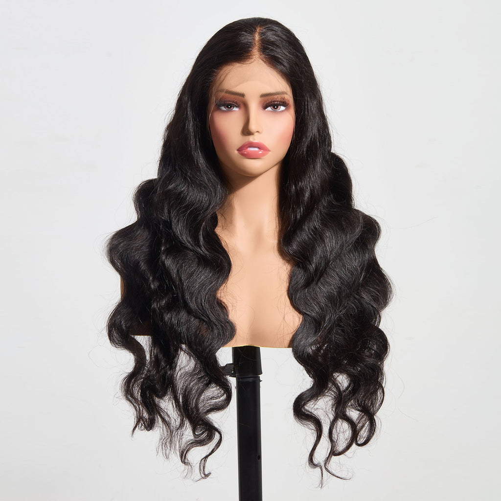 Ms. Luxury 13"x4" Body Wave 150% Transparent Lace Frontal Wig #1B
