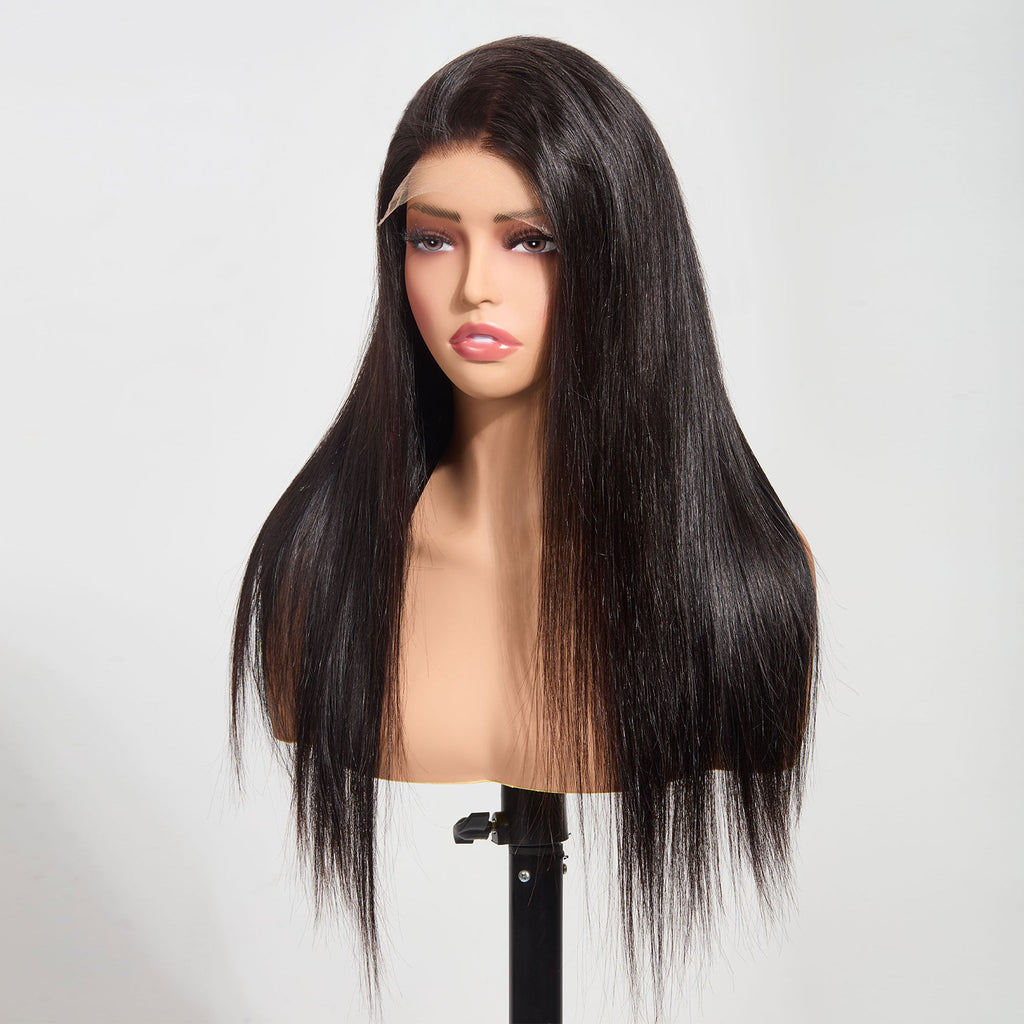 Ms. Luxury 5"x5" Straight Transparent Glueless Lace Closure Wig #1B