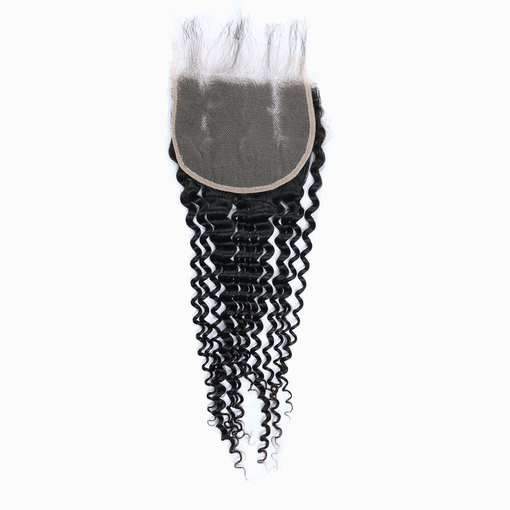 Ms. Luxury 12-20 Inch 5"x5" Deep Wave Transparent Lace Closure #1B