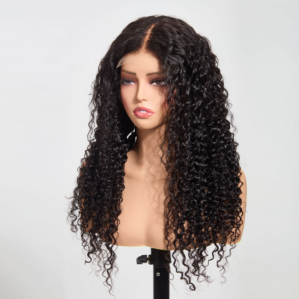 Ms. Luxury 5"x5" HD Glueless Lace Water Wave 180% Closure Wig #1B