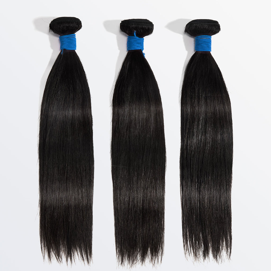 Ms.Luxury 10-30 Inch Straight Brazilian Virgin Hair Bundles #1B