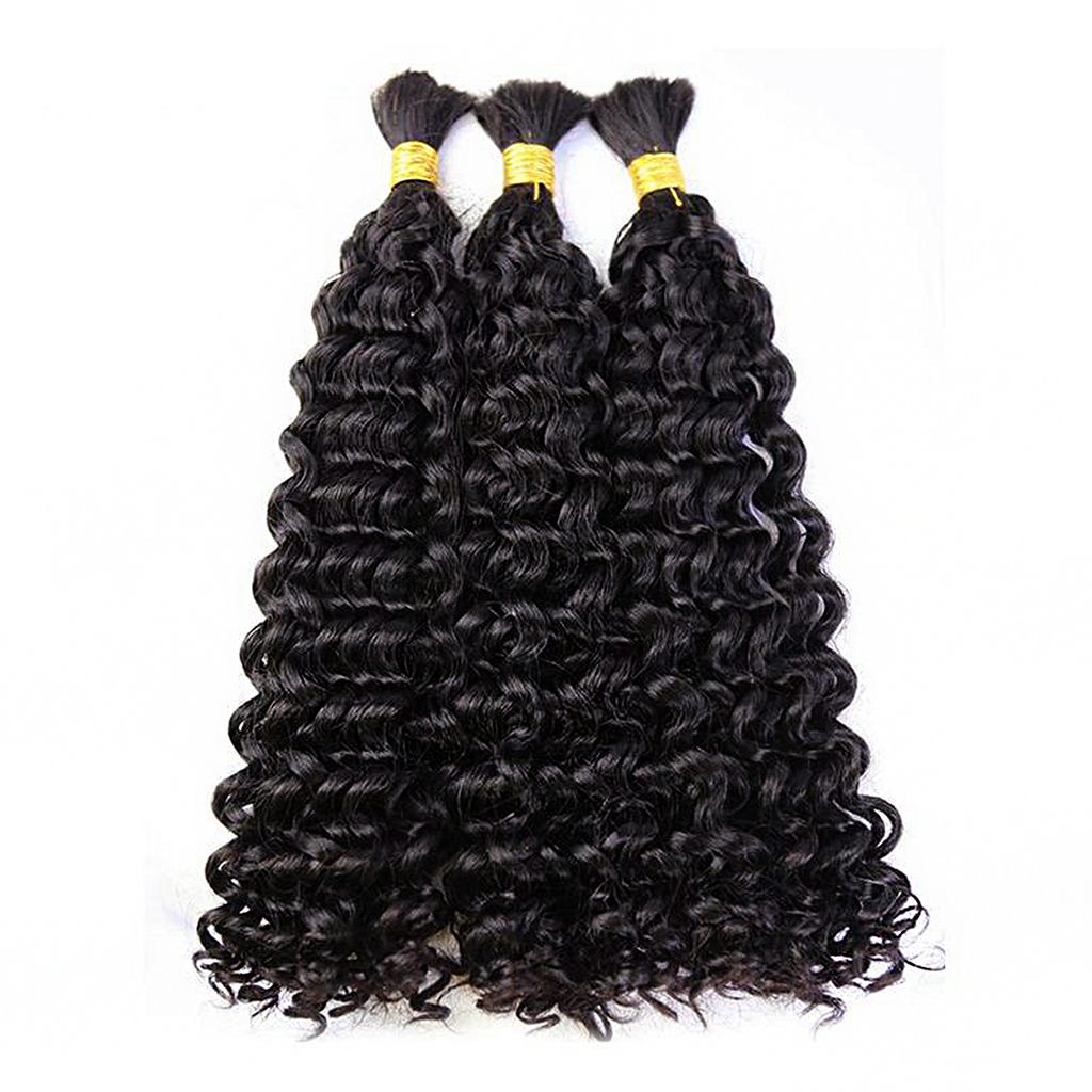 Ms. Luxury 14-24 Inch Water Wave Bulk Hair for Braiding #1B