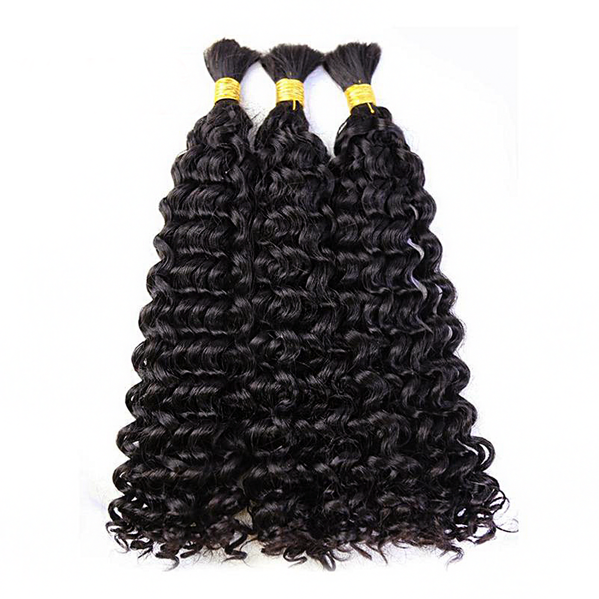 Ms. Luxury 14-24 Inch Water Wave Bulk Hair for Braiding #1B
