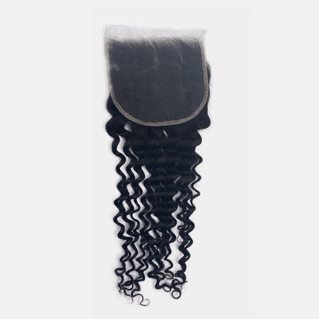 Ms. Luxury 12-20 Inch 4"x4" Deep Curly Transparent Lace Closure #1B