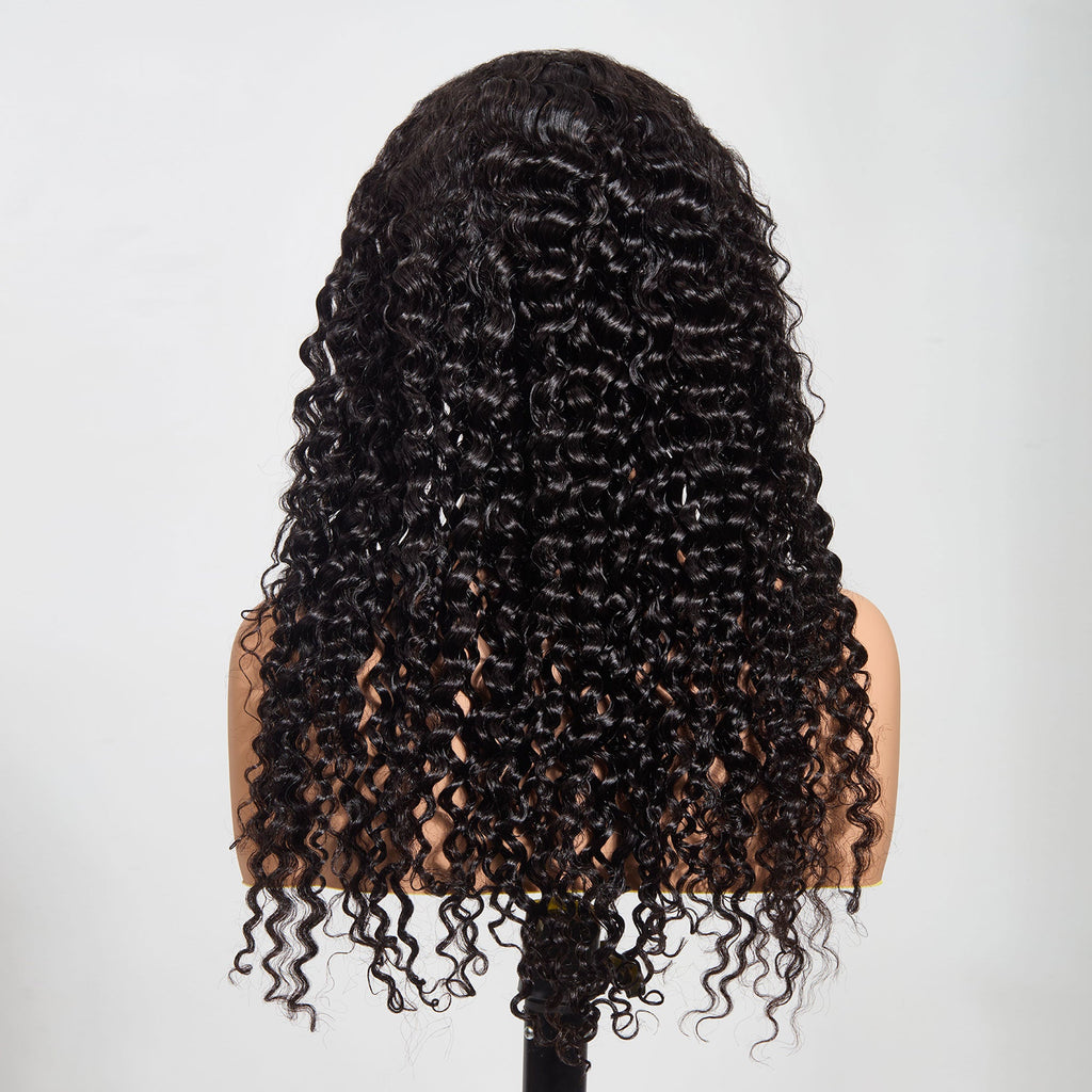 Ms. Luxury 5"x5" Water Wave Transparent Glueless Lace Closure Wig #1B