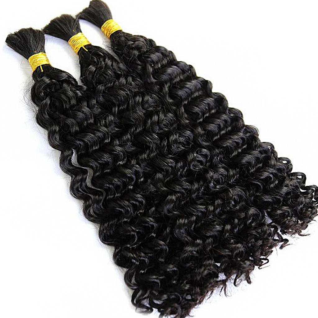 Ms. Luxury 14-24 Inch Water Wave Bulk Hair for Braiding #1B
