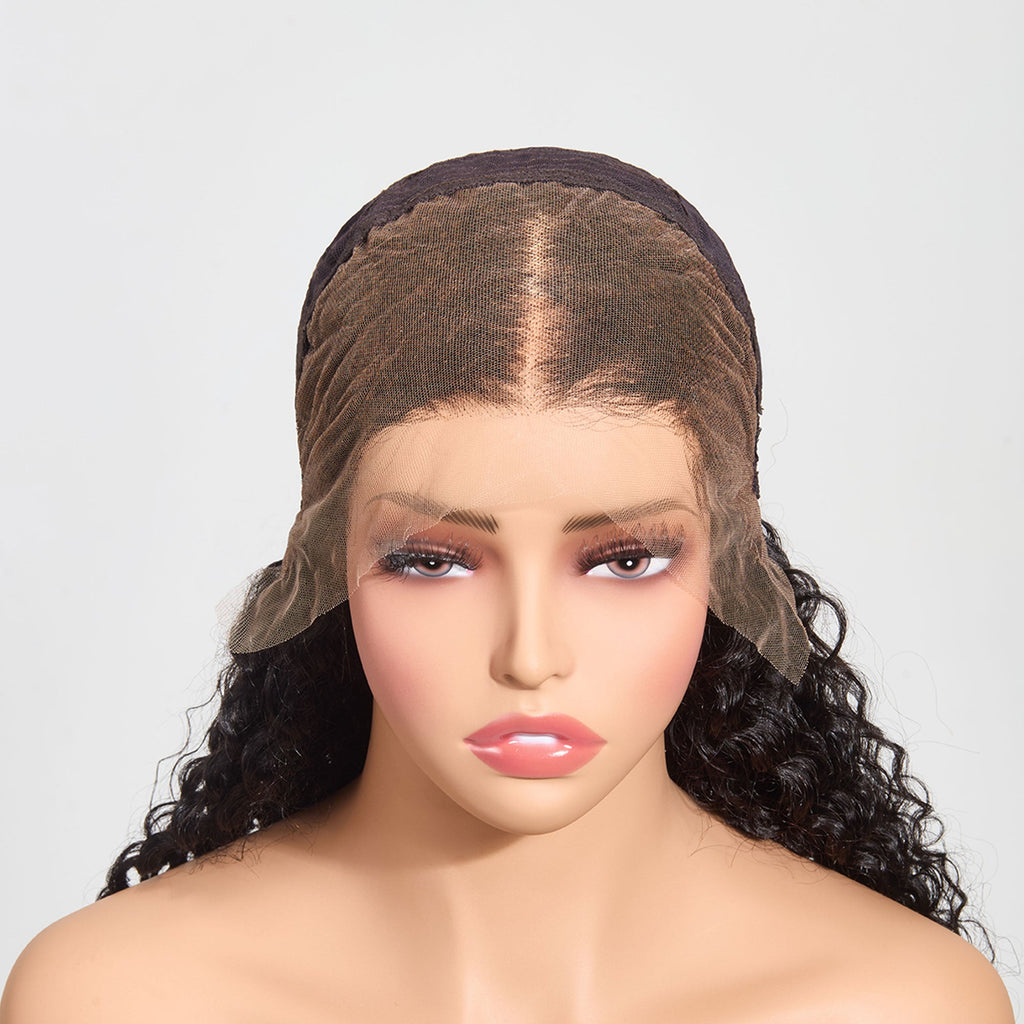Ms. Luxury 13"x4" Water Wave 150% Transparent Lace Frontal Wig #1B