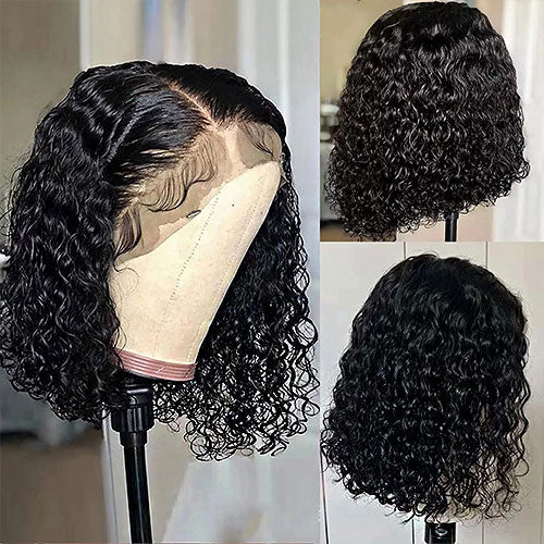 Ms. Luxury 13"x4" Curly Bob Wig Transparent Lace Closure Wig #1B