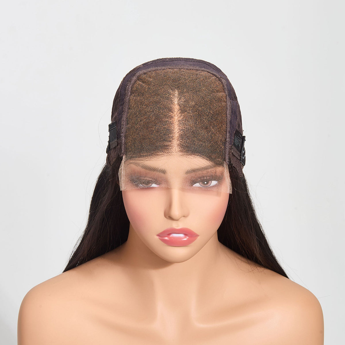 Ms. Luxury 5"x5" Straight Transparent Glueless Lace Closure Wig #1B