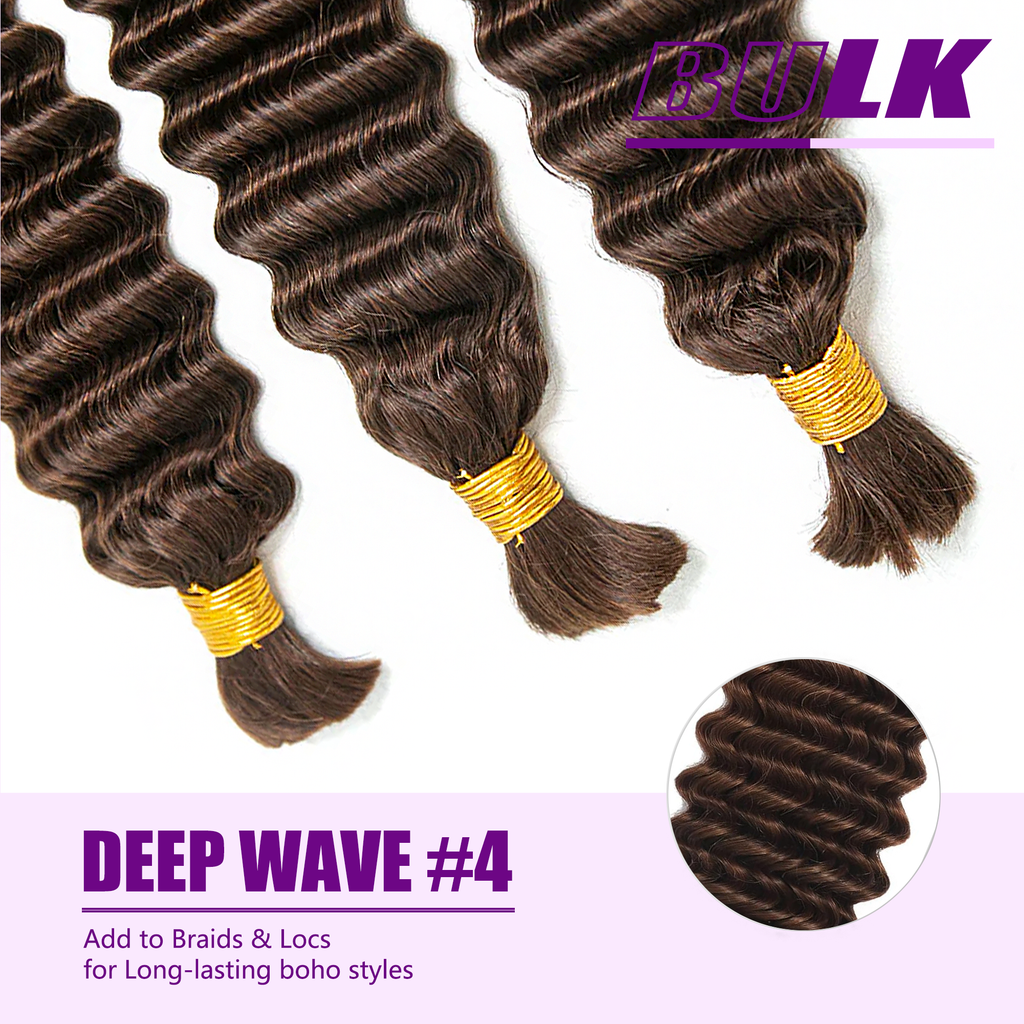 Ms. Luxury #4 Deep Wave Hair Bulk Hair for Braiding