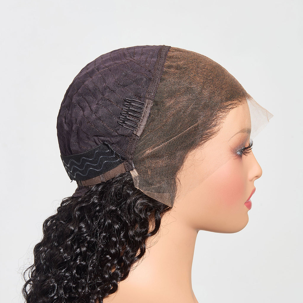 Ms. Luxury 13"x4" Deep Wave 200% Transparent Lace Frontal Wig #1B