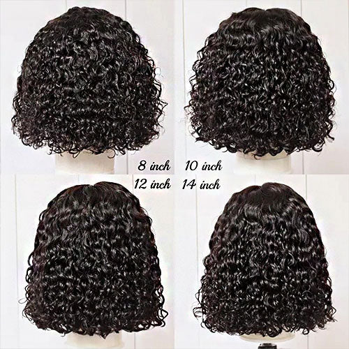 Ms. Luxury 13"x4" Curly Bob Wig Transparent Lace Closure Wig #1B