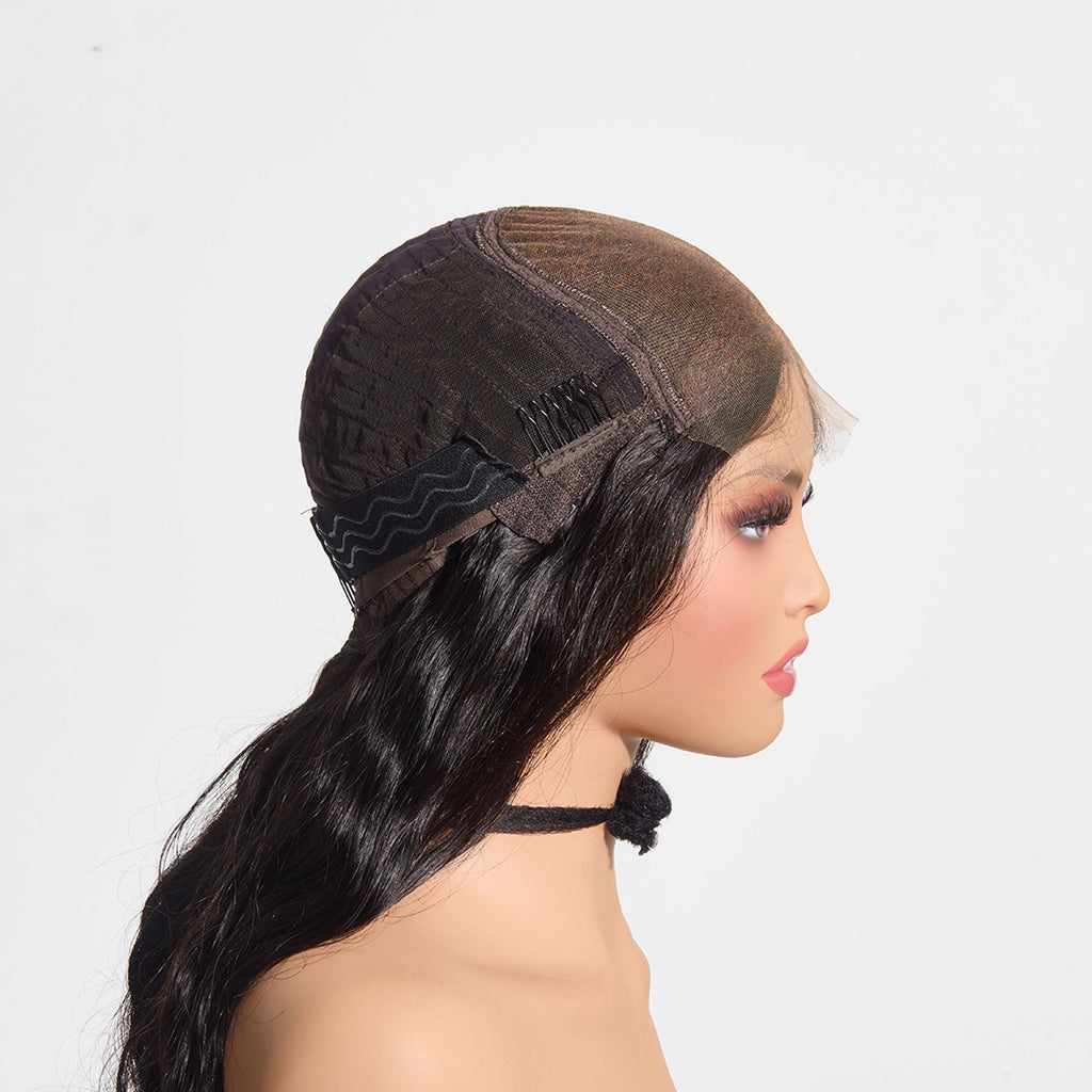 Ms. Luxury 5"x5" HD Glueless Lace Body Wave 180% Closure Wig #1B