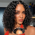 Ms. Luxury 5"x5" Curly Bob Wig Transparent Lace Closure Wig #1B