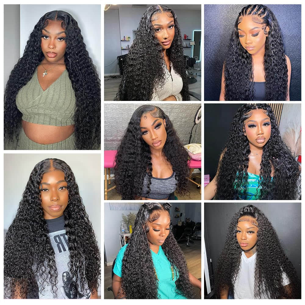 Ms. Luxury 5"x5" Deep Wave Transparent Glueless Lace Closure Wig #1B