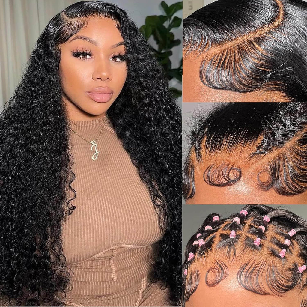 Ms. Luxury 5"x5" Water Wave Transparent Glueless Lace Closure Wig #1B