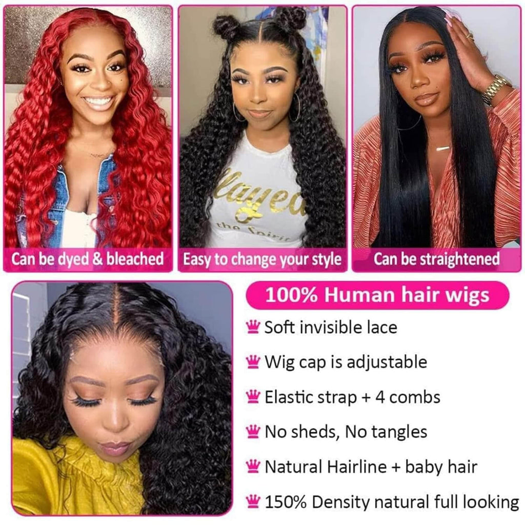 Ms. Luxury 5"x5" Water Wave Transparent Glueless Lace Closure Wig #1B