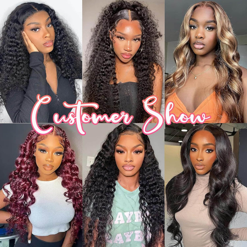 Ms. Luxury 5"x5" Water Wave Transparent Glueless Lace Closure Wig #1B