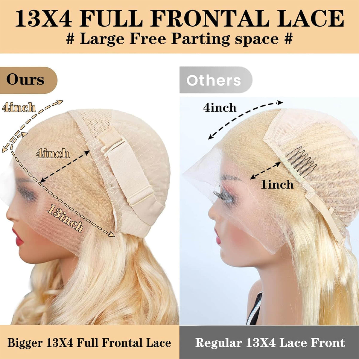 Ms. Luxury #613 Blonde 13"x4" Body Wave 200% Transparent Lace Frontal Wigs
