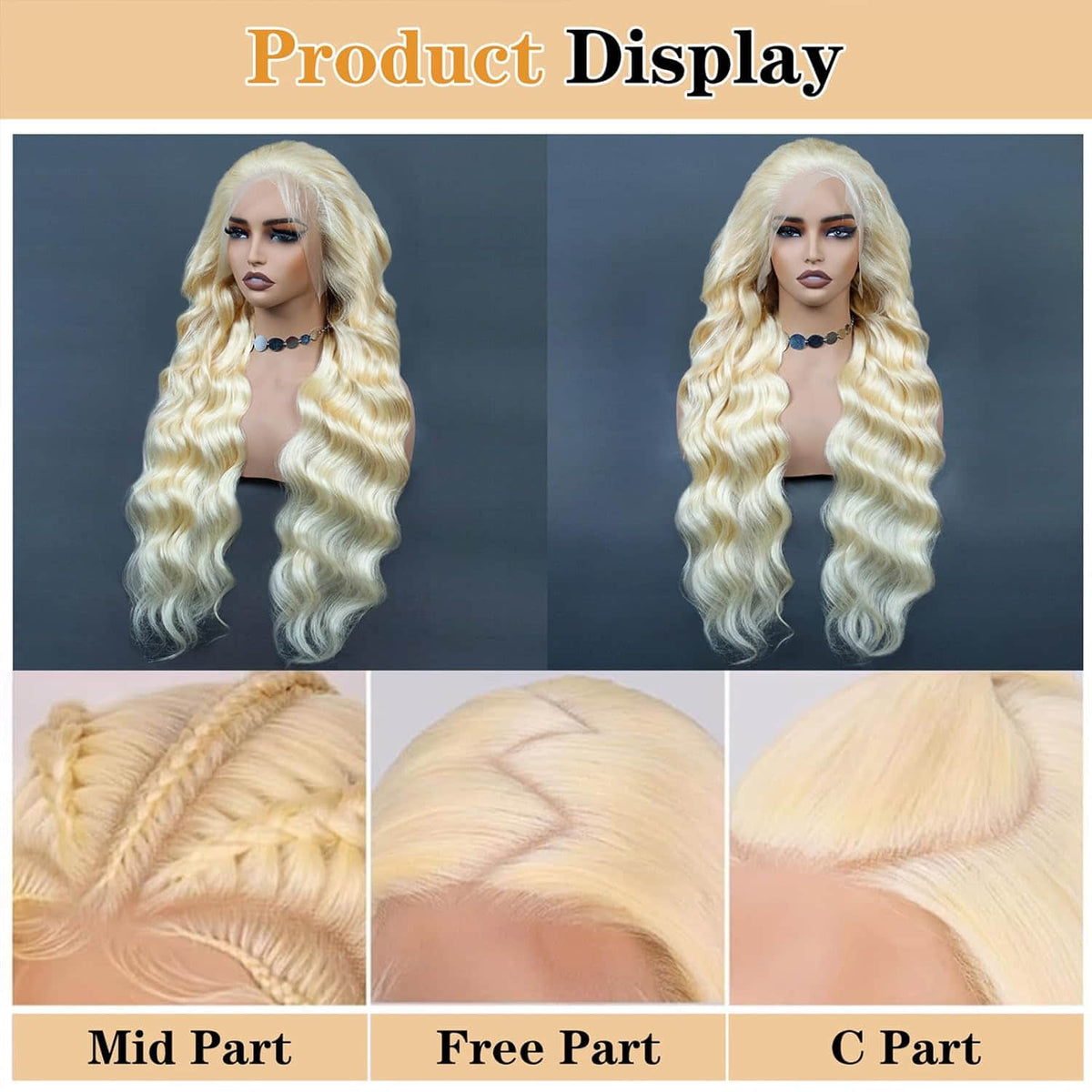 Ms. Luxury #613 Blonde 13"x4" Body Wave 200% Transparent Lace Frontal Wigs