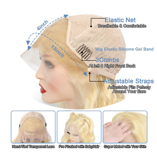 Ms. Luxury #613 Blonde 13"x4" Body Wave Transparent Lace Frontal Wigs 150%
